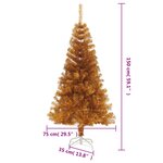 vidaXL Sapin de Noël artificiel avec support Doré 150 cm PET