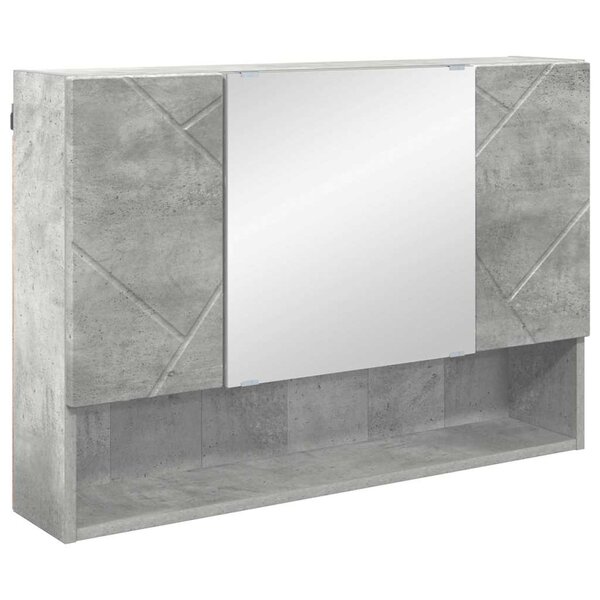 vidaXL Armoire Miroir Gris béton 80 x 17 x 55 cm Bois d'ingénierie