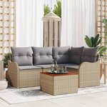 vidaXL Ensemble de canapé de jardin 5 Pièces Beige Poly rotin