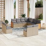 vidaXL Salon de jardin 11 Pièces avec coussins beige résine tressée