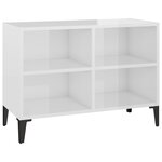 vidaXL Meuble TV avec pieds en métal Blanc brillant 69 5x30x50 cm