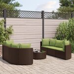 vidaXL Salon de jardin avec coussins 7 Pièces marron résine tressée