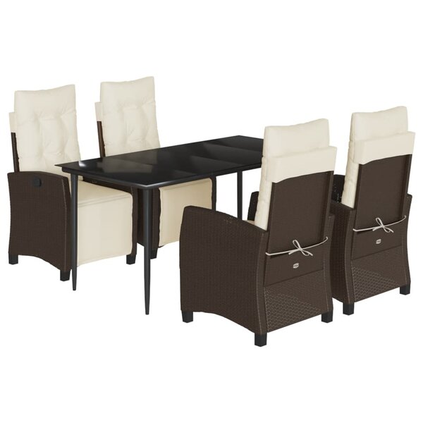 vidaXL Ensemble à manger de jardin 5 Pièces et coussins marron poly rotin