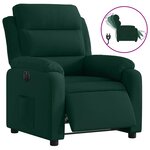 vidaXL Fauteuil inclinable électrique vert foncé velours