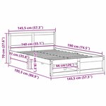 vidaXL Cadre de lit Blanc 140 x 190 cm Bois de pin massif