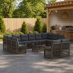 vidaXL Ensemble de canapé de jardin 13 pc Gris polyrotin