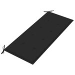 vidaXL Banc de jardin avec coussin noir 120 cm Bois de teck massif