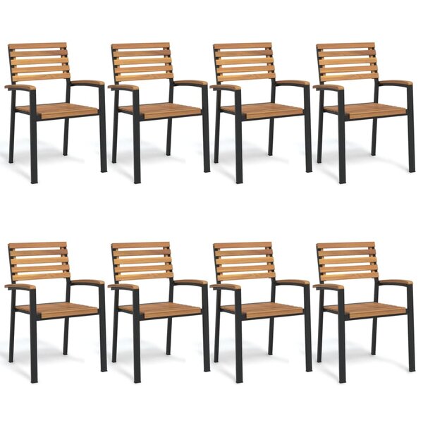 vidaXL Chaises de jardin empilables 8Pièces bois massif d'acacia et métal