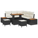 vidaXL Ensemble de canapé de jardin avec coussin 8 Pièces Noir Poly rotin