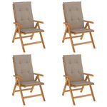 vidaXL Chaises de jardin inclinables lot de 4 et coussins bois teck