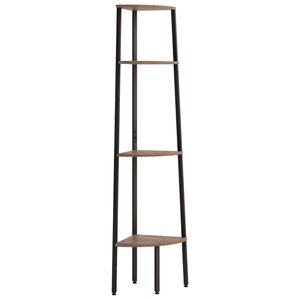 vidaXL Étagère d'angle à 4 niveaux Marron foncé et noir 45 5 x 31 5 x 150 cm