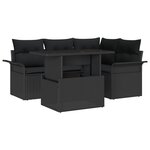 vidaXL Ensemble de 5 Pièces de Canapés de Jardin avec Coussins en Rattan Noir Poly