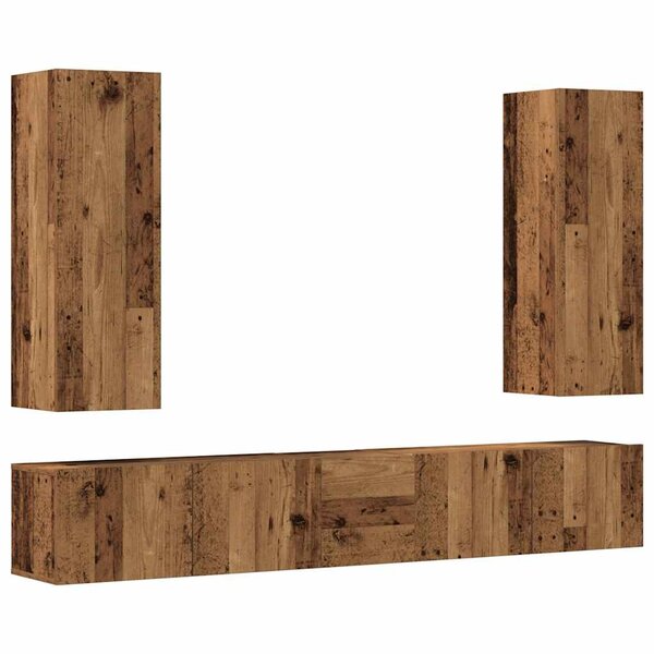 vidaXL Meubles TV muraux 5 Pièces vieux bois bois d'ingénierie