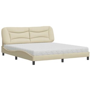 vidaXL Lit avec matelas Hvar crème 180x200 cm tissu