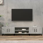 vidaXL Meuble TV gris béton 180x31 5x40 cm bois d'ingénierie