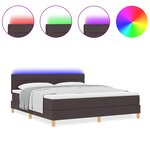 vidaXL Lit à sommier tapissier avec matelas & LED Marron foncé 180x200 cm Tissu