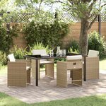 vidaXL Ensemble de salle à manger pour jardin 5 Pièces Beige polyrotin