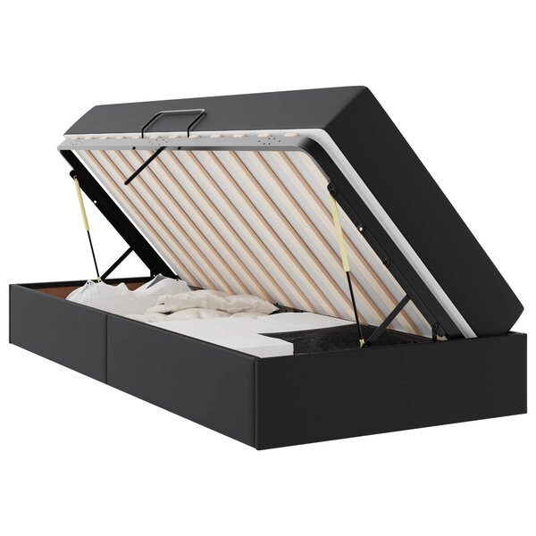 vidaXL Lit avec rangement et matelas avec matelas 2 Pièces Noir Cuir