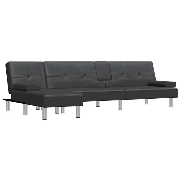 vidaXL Canapé-lit en forme de L noir 255x140x70 cm similicuir