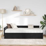 vidaXL Cadre de lit d'angle avec matelas Autre 2 Pièces Noir Velours