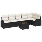 vidaXL Ensemble de canapé de jardin 7 Pièces Noir  blanc Poly rotin