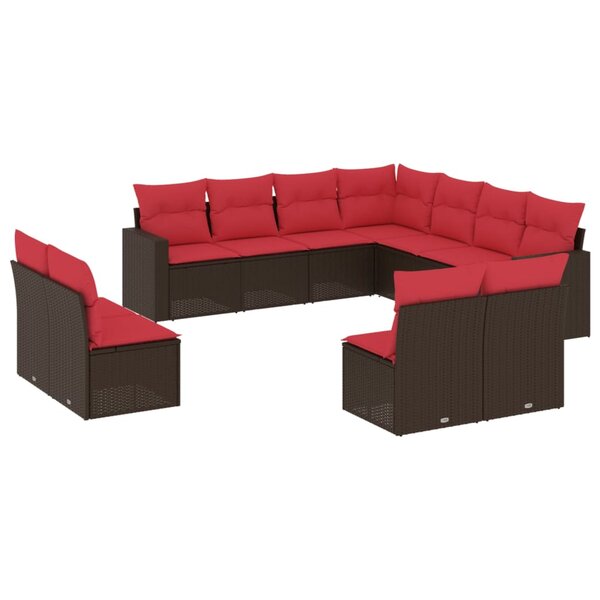 vidaXL Salon de jardin et coussins 11 Pièces marron résine tressée