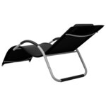 vidaXL Chaises longues Textilène 2 Pièces Noir et gris