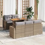 vidaXL Salon de jardin avec coussins 6 Pièces beige résine tressée