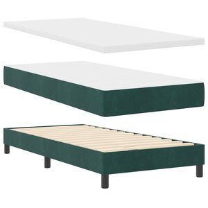 lit à ressort vidaXL avec matelas vert foncé 90x200 cm en velours