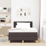 vidaXL Lit à ressort LED avec matelas Marron foncé 120 x 190 cm tissu