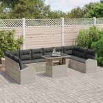 vidaXL Ensemble de canapé de jardin 11 Pièces Gris clair polyrotin