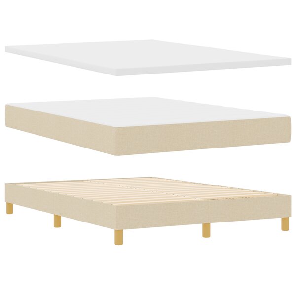 Lit Box Spring vidaXL avec Matelas - Crème  140x190 cm  Tissu