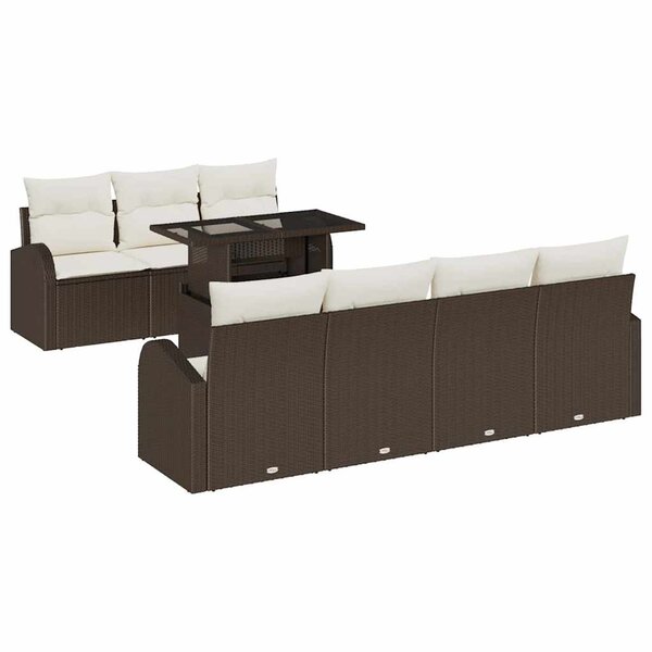 vidaXL Ensemble de canapé de jardin 8 Pièces Marron Poly rotin