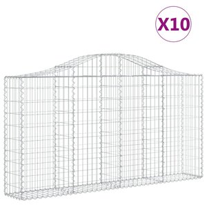 vidaXL Paniers à gabions arqués 10 Pièces 200x30x100/120 cm Fer galvanisé