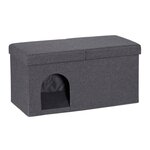 Banquette pliante moderne avec grotte intégrée pour animaux 95 x 45 x 40 cm en bois gris 13_0010880