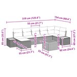 vidaXL Ensemble de canapé de jardin 8 pièces avec coussins Noir Poly Rattan Acacia