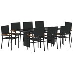 vidaXL Ensemble de salle à manger pour jardin 9 Pièces Noir