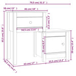 vidaXL Table de chevet Blanc 79 5x38x65 5 cm Bois de pin massif