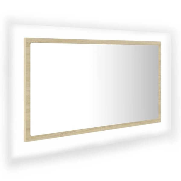 vidaXL Miroir LED de salle de bain Chêne sonoma 80x8 5x37 cm Acrylique