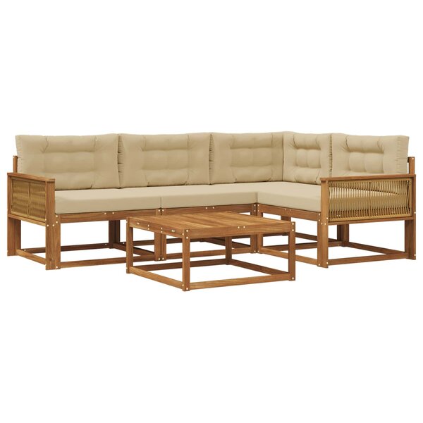 vidaXL Ensemble de canapés d'extérieur 5 Pièces Naturel et Beige