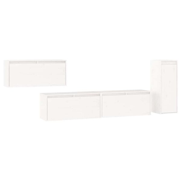 vidaXL Meubles TV 4 Pièces Blanc Bois massif de pin