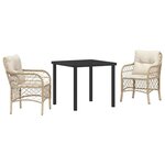 vidaXL Ensemble de salle à manger pour jardin 3 Pièces Beige polyrotin