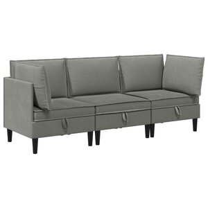 vidaXL Ensemble de meubles pour le salon 3 pc Gris foncé Tissu