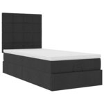 vidaXL Cadre de lit ottoman avec matelas noir 90x200 cm tissu
