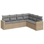 vidaXL Salon de jardin avec coussins 6 Pièces beige résine tressée