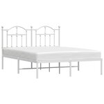 vidaXL Cadre de lit métal sans matelas et tête de lit blanc 150x200 cm