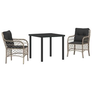 vidaXL Ensemble de salle à manger pour jardin 3 Pièces Gris clair