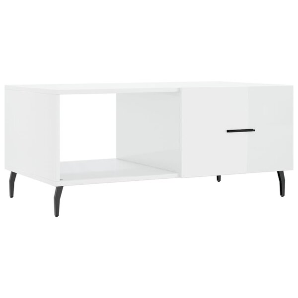 vidaXL Table basse Blanc brillant 90x50x40 cm Bois d'ingénierie