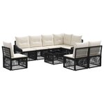 vidaXL Ensemble de canapé de jardin 9 pc Noir polyrotin