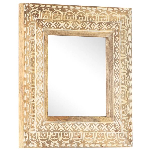 vidaXL Miroir sculpté à la main 50x50x2 6 cm Bois de manguier solide